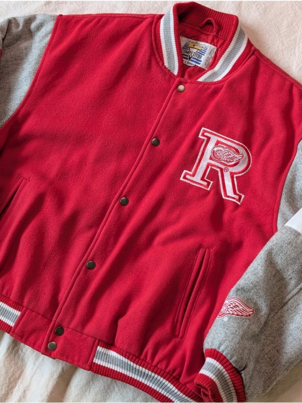 Vintage 80s 90s Detroit Red Wings Wool Blend Competitor Varsity Bomber Jacket XL